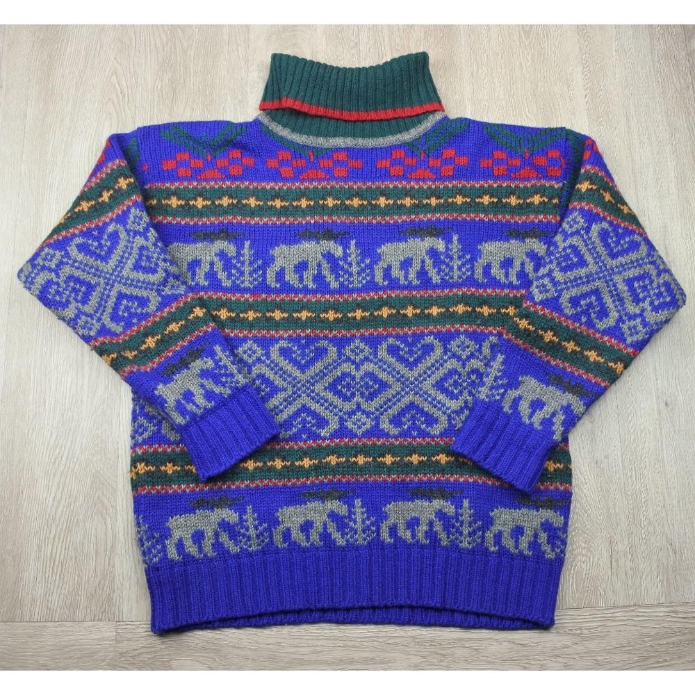 Eddie Bauer Vtg Women 100% Wool Turtleneck Sweater